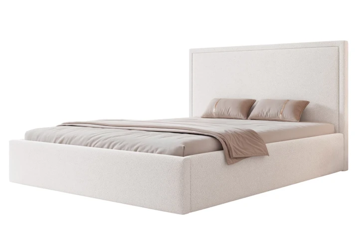 Łóżko tapicerowane z pojemnikiem na pościel Savio Śnieżnobiały