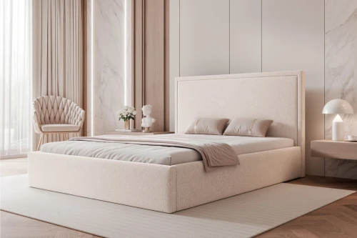 Łóżko tapicerowane z pojemnikiem na pościel Savio Kość słoniowa