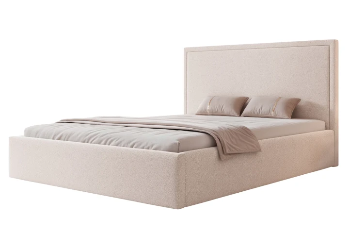 Łóżko tapicerowane z pojemnikiem na pościel Savio Kość słoniowa