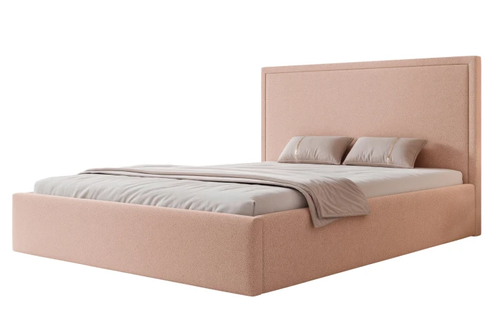 Łóżko tapicerowane z pojemnikiem na pościel Savio Brzoskwiniowy