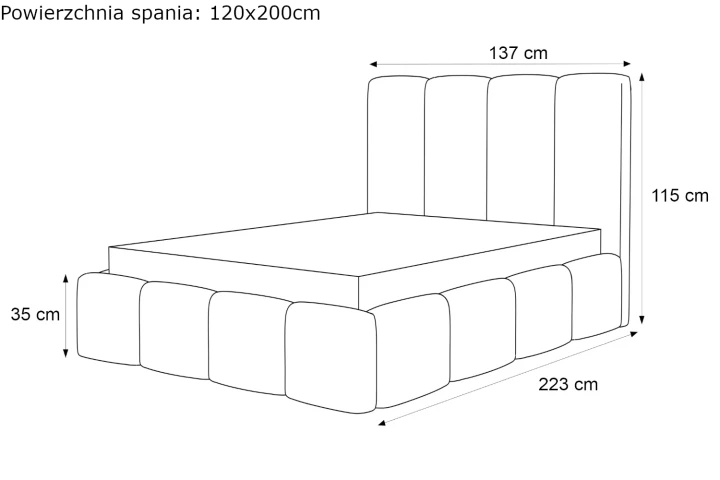 Łóżko tapicerowane do sypialni Cozy wymiary 120