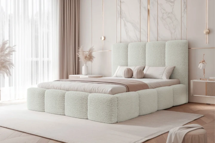 Łóżko tapicerowane do sypialni Cozy Śmietankowy