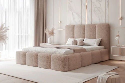 Łóżko tapicerowane do sypialni Cozy Brudny róż