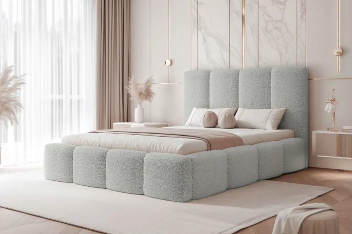Łóżko tapicerowane do sypialni Cozy Platynowy szary