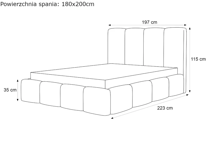 Łóżko tapicerowane do sypialni Cozy wymiary 180