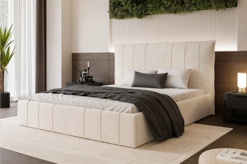 Łóżko tapicerowane z pojemnikiem na pościel i stelażem Vertico Ecru