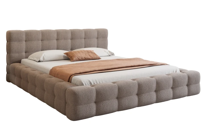 Łóżko tapicerowane z pojemnikiem na pościel i stelażem Amiri Brązowy