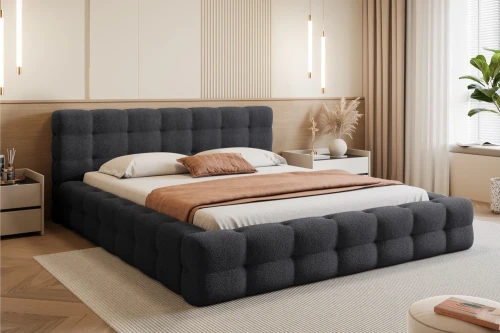 Łóżko tapicerowane z pojemnikiem na pościel i stelażem Amiri Czarny