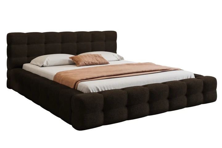 Łóżko tapicerowane z pojemnikiem na pościel i stelażem Amiri tkanina Legend 9