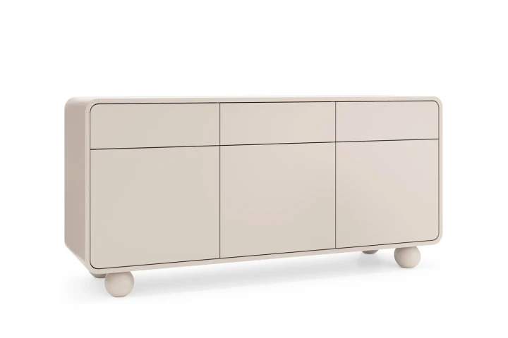 Komoda trzydrzwiowa z szufladami i kulistymi nóżkami Bubo Kaszmir