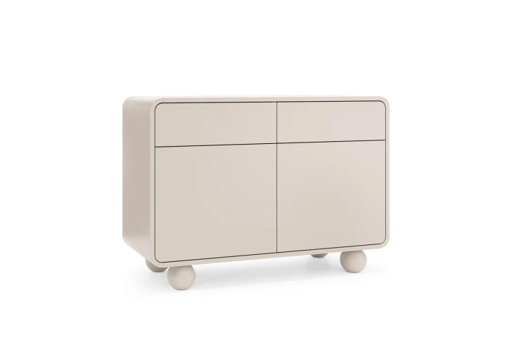 Komoda dwudrzwiowa z szufladami i kulistymi nóżkami Bubo Kaszmir