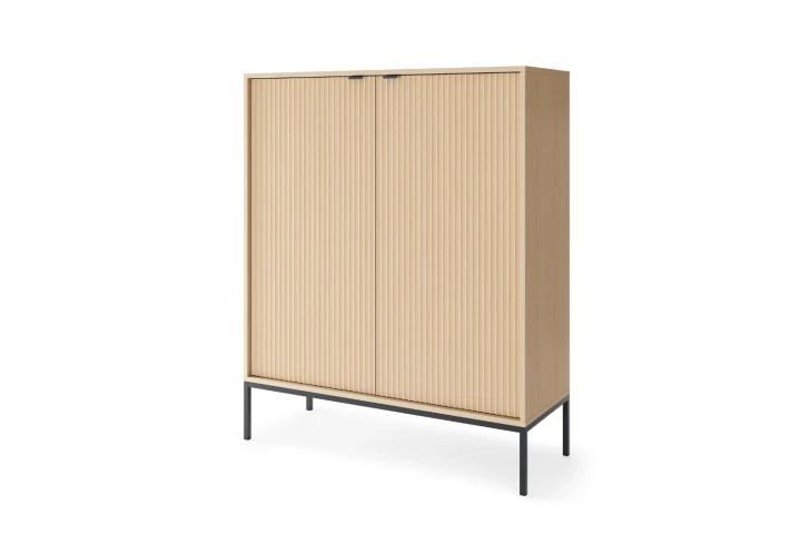 Komoda wysoka Nuo z ryflowanymi drzwiami Dąb Vicenza