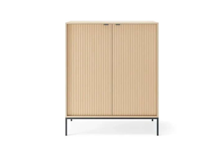 Komoda wysoka Nuo z ryflowanymi drzwiami Dąb Vicenza