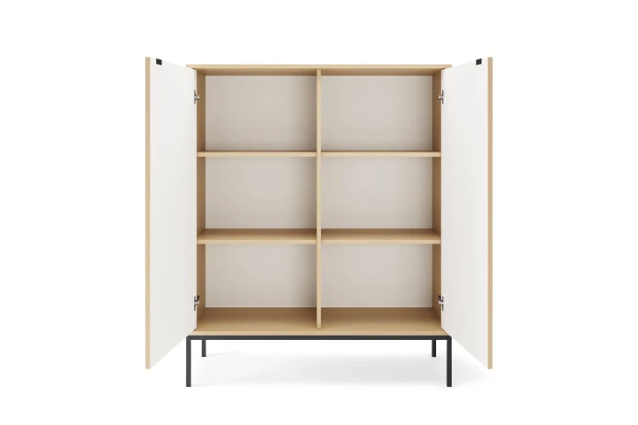 Komoda wysoka Nuo z ryflowanymi drzwiami Dąb Vicenza