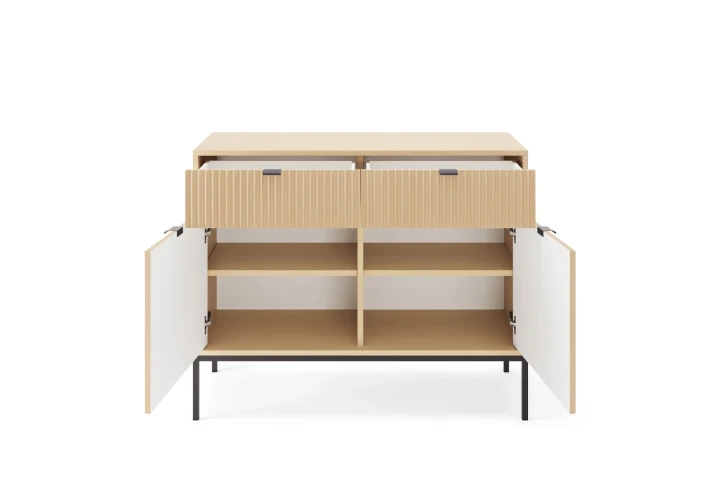 Komoda 104cm z ryflowanymi drzwiczkami i szufladami Nuo Dąb Vicenza