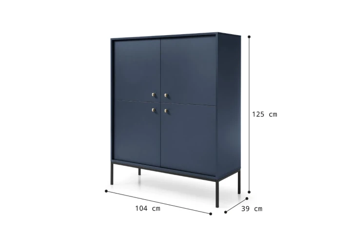 Komoda wysoka z drzwiczkami na nóżkach Noli wymiary